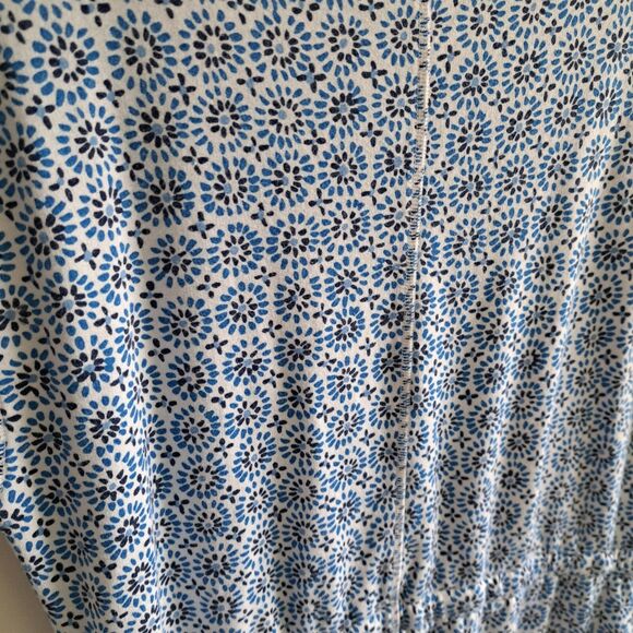 T by Talbots Womens Petite Medium Knit Dress Blue White Midi Drawstring Waist - Picture 6 of 11